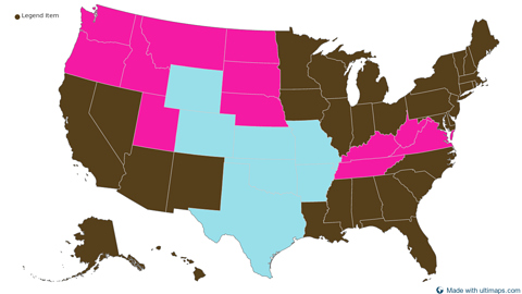 United States with Alaska and Hawaii — States