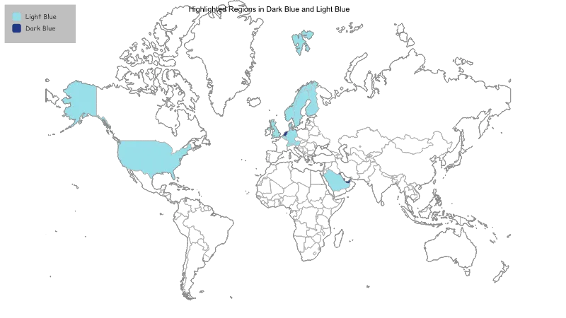 Map of the World (without the Antarctica) — Countries