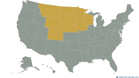 United States with Alaska and Hawaii divided by states