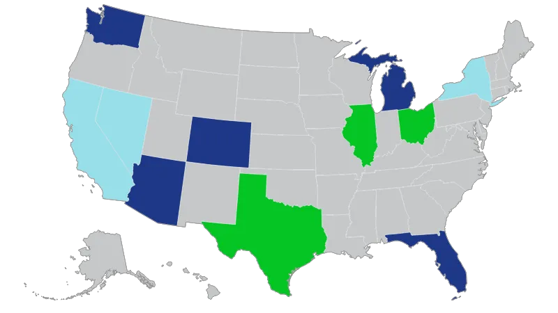 United States with Alaska and Hawaii — States