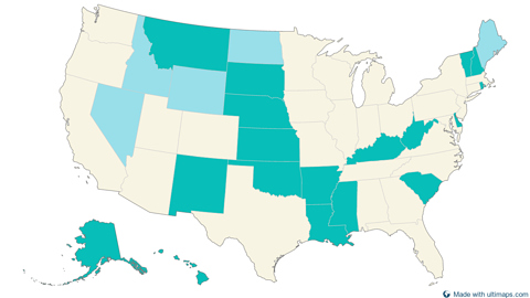 United States with Alaska and Hawaii — States