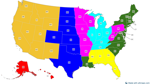 United States with Alaska and Hawaii — States