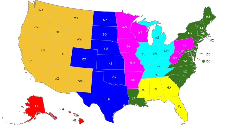 United States with Alaska and Hawaii — States