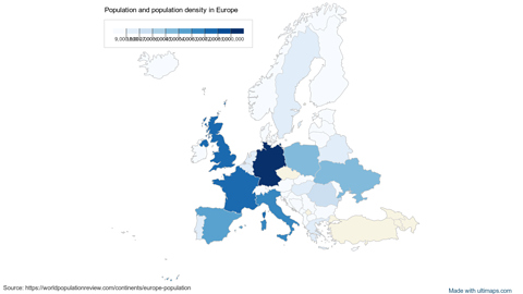 [COMMUNITY]Population and population density in Europe in 2022