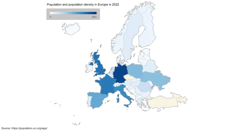 [COMMUNITY]Population and population density in Europe in 2022