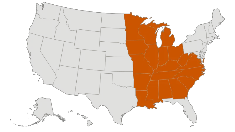 United States Midwest & Southeast Region — States