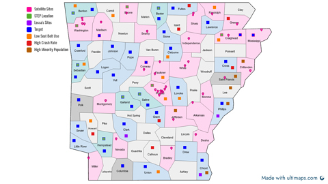 Satellite Sites / STEP Locations and Target Counties