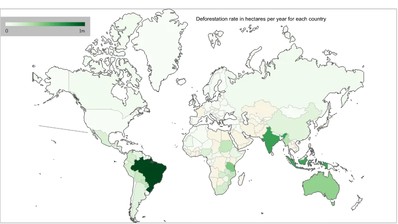 Map of the world divided by countries (without the Antarctica)
