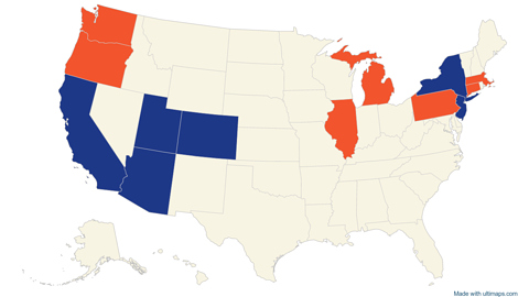 United States with Alaska and Hawaii — states