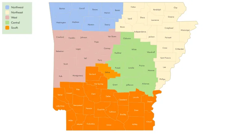 ARKTESOL Regional Map