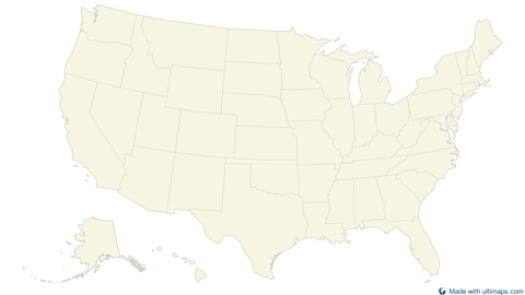 United States with Alaska and Hawaii divided by states