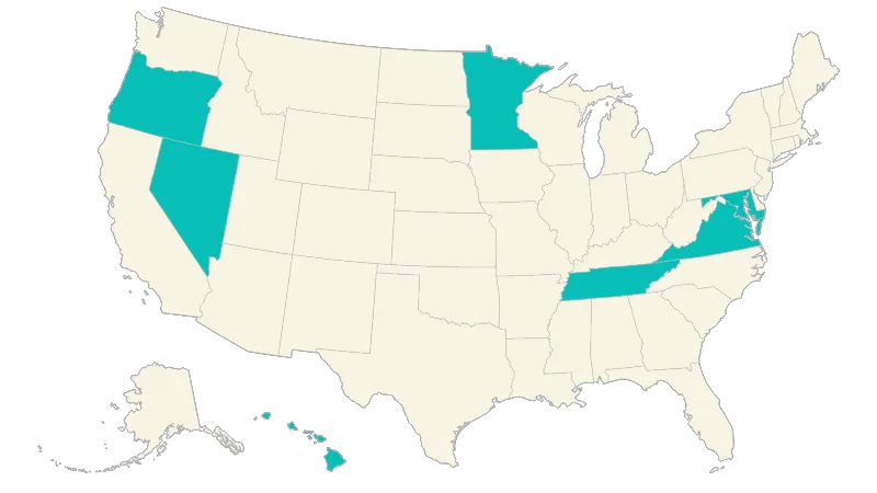 United States with Alaska and Hawaii divided by states