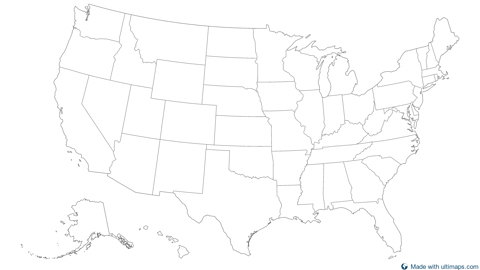 United States with Alaska and Hawaii — States