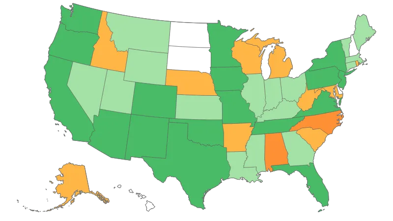 United States with Alaska and Hawaii — States