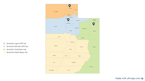 Utah Assistive Technology Program Counties Served