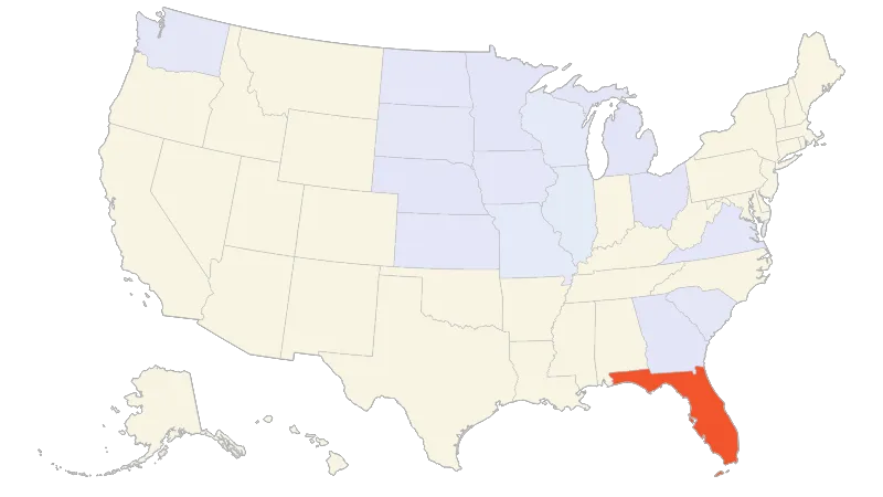 United States with Alaska and Hawaii divided by states