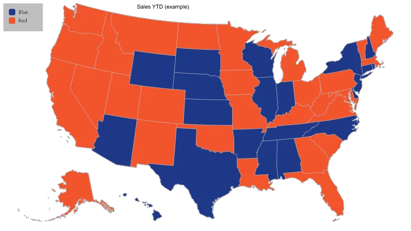 United States with Alaska and Hawaii divided by states