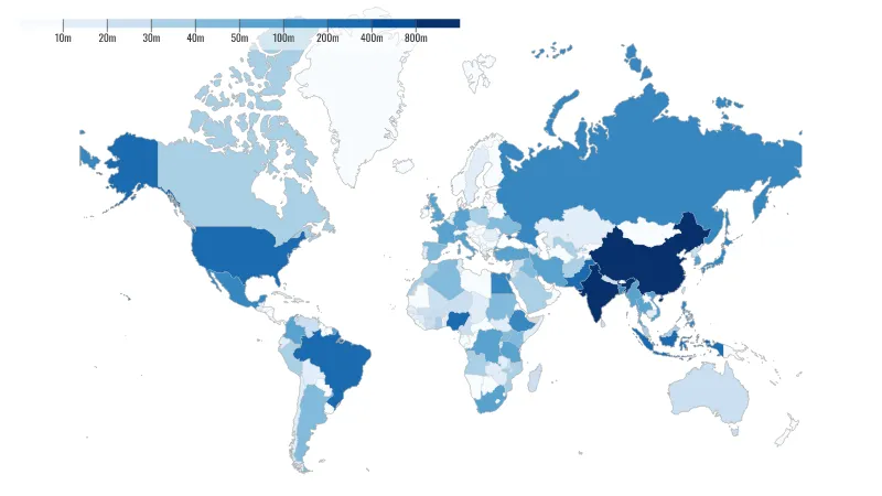 Population countries map