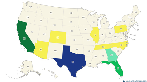 United States with Alaska and Hawaii — States