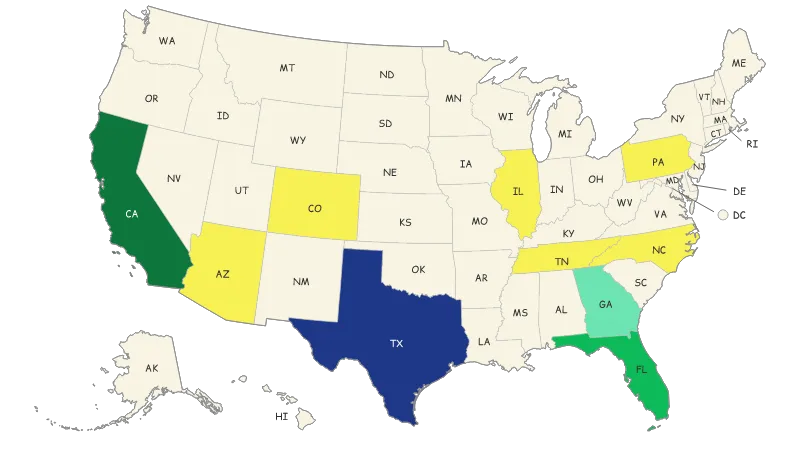 United States with Alaska and Hawaii — States
