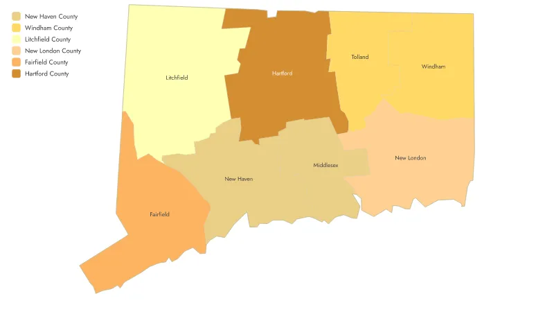 Enslaved Population of Connecticut Counties in 1774