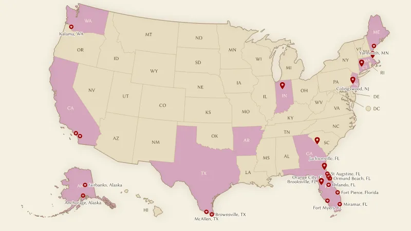 Shot in the Dark series Bookshop Map USA