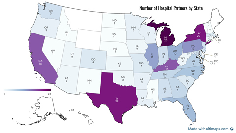 The FACES Foundation: Number of Hospital Partners By State
