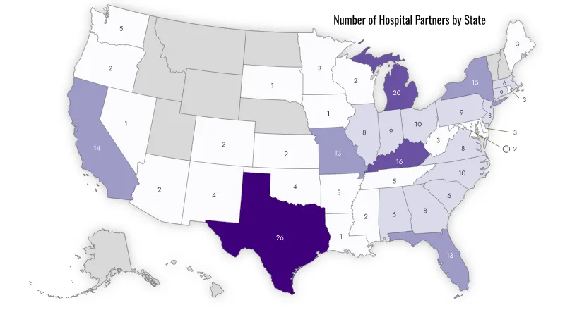 The FACES Foundation: Number of Hospital Partners By State