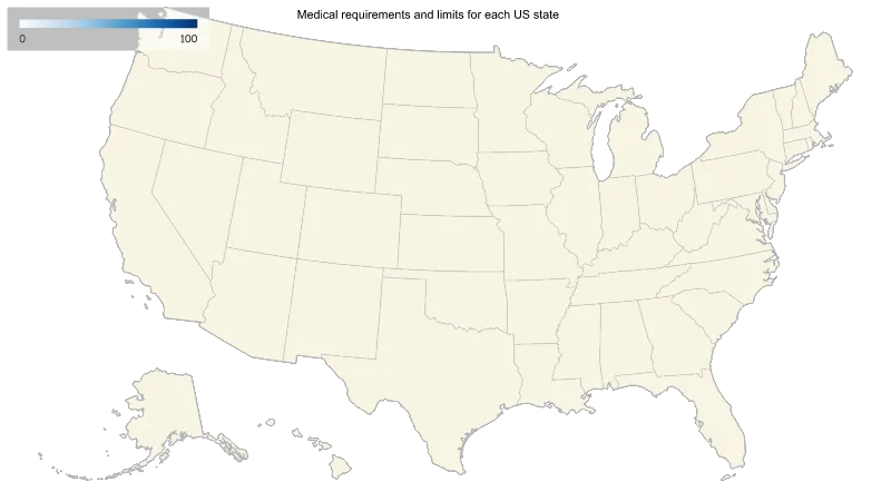 United States with Alaska and Hawaii divided by states