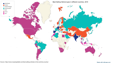 [COMMUNITY] Best-Selling Vehicle types in different countries, 2019