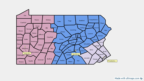 County Map of Pennsylvania