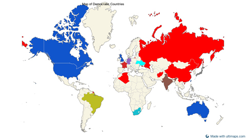 Map of the World (without the Antarctica) — Countries