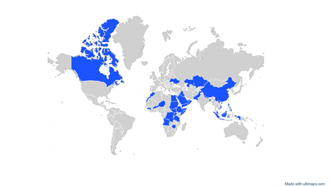 Map of the world without the Antarctica