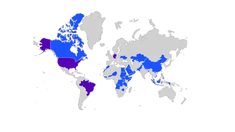 Map of the world without the Antarctica