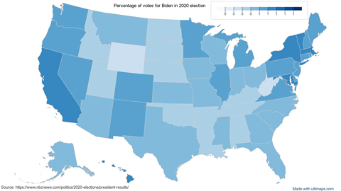 [COMMUNITY] Percentage of votes for Biden in 2020 election