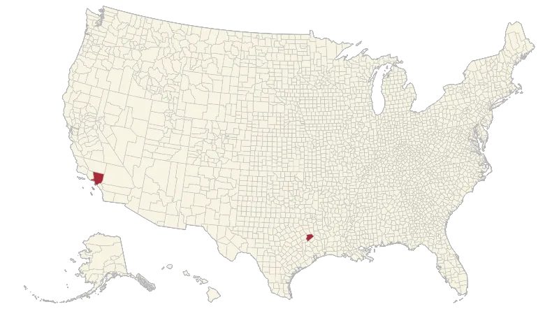 United States with Alaska and Hawaii — Counties