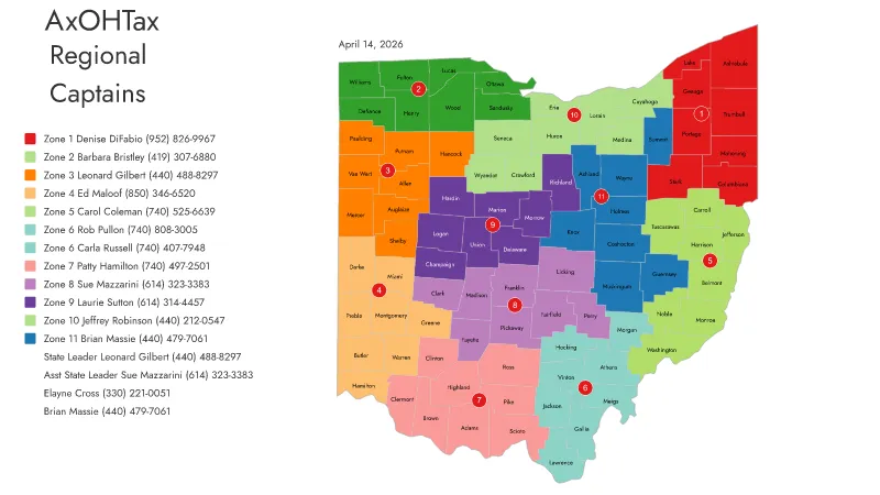 AxOHTax Regional Captains Zone Map