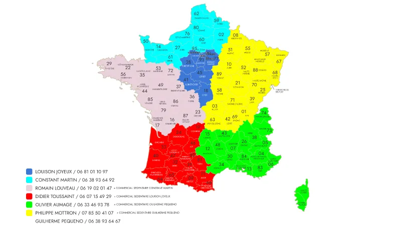 CARTE DE FRANCE RESEAU COMMERCIAL ACTION'R