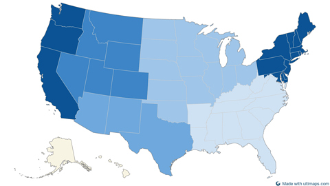 United States with Alaska and Hawaii — States