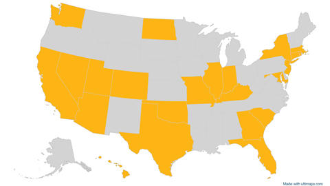 United States with Alaska and Hawaii — states