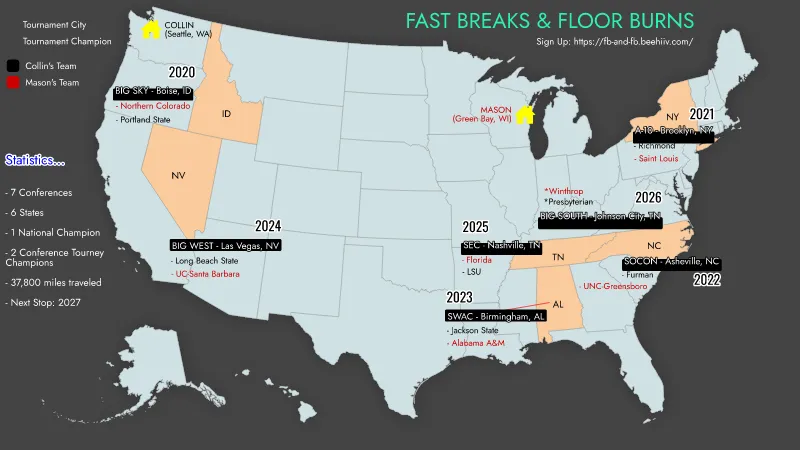 College Basketball Travel Map | 2026