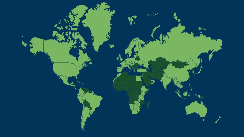 Map of the World (without the Antarctica) — Countries