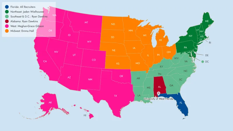 UWF Recruitment Territories Outside of Florida