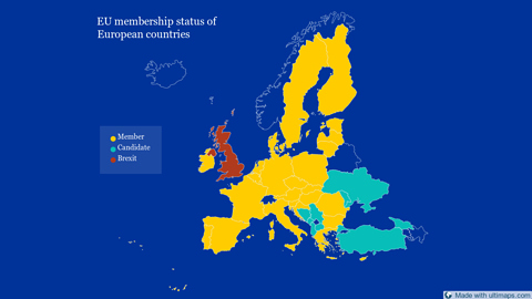 EU membership status of European countries as of Apr 2024