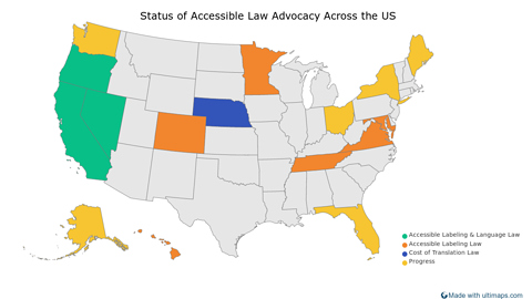 United States with Alaska and Hawaii divided by states