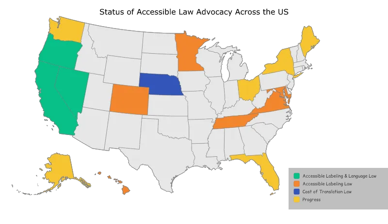 United States with Alaska and Hawaii divided by states