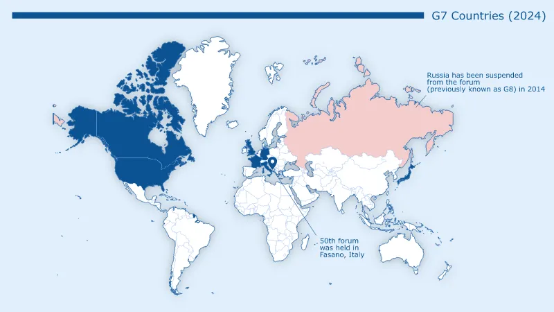 Tutorial: Color-coding map of G7 countries on the map of the world