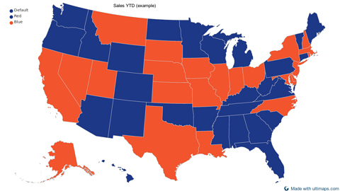 United States with Alaska and Hawaii divided by states