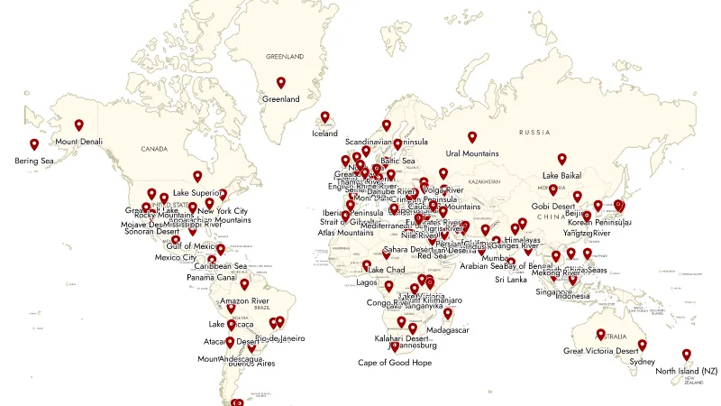 World map geography test